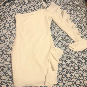 white cocktail one shouldered dress never worn